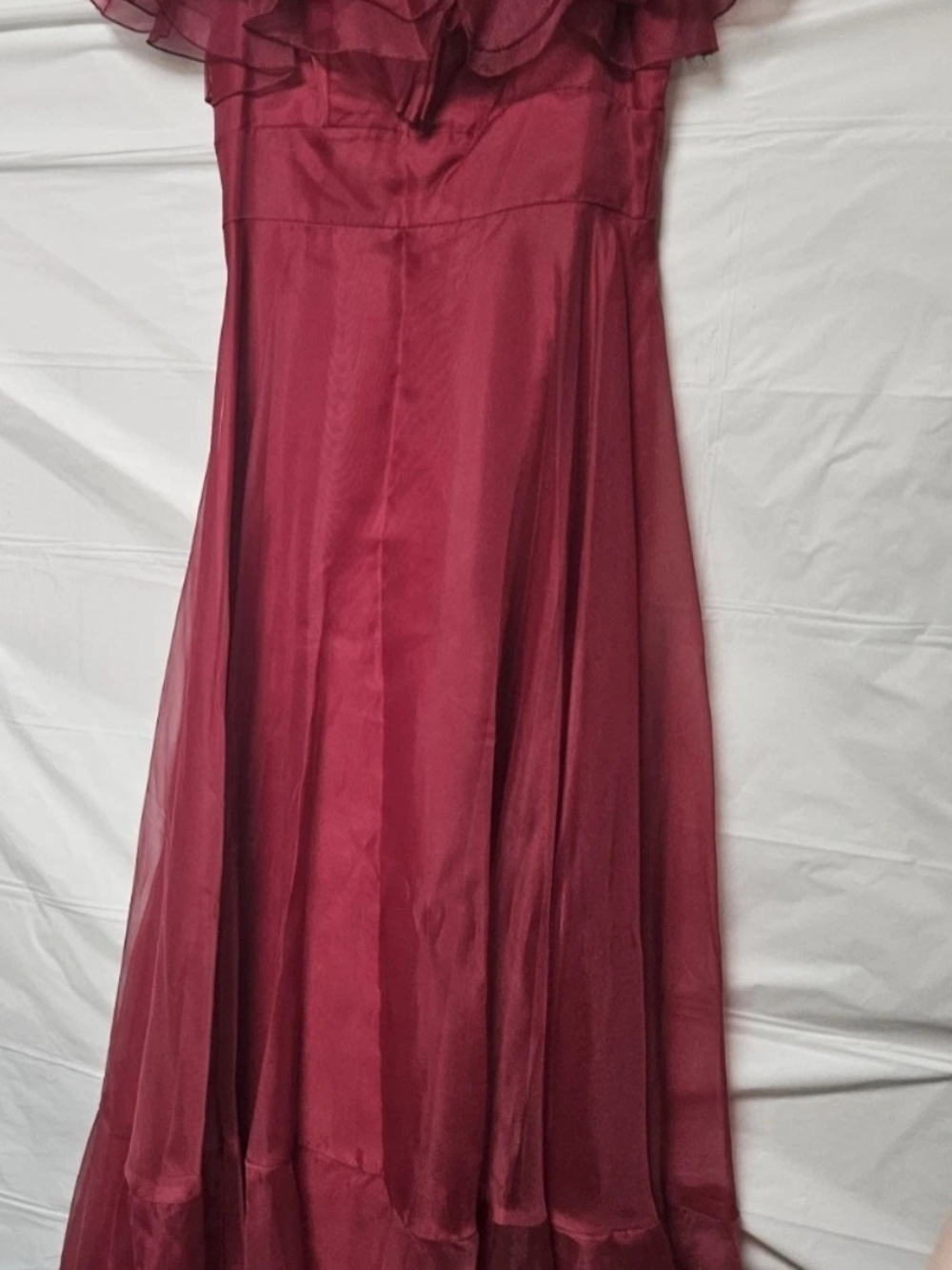 1986 JCPenney Elegant Wine-Red Ruffle Evening Prom Dress 7/8